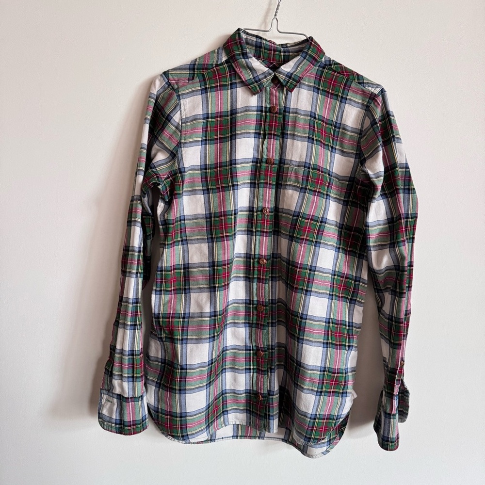 J. Crew Green and Red Button Down Shirt Casual Plaid